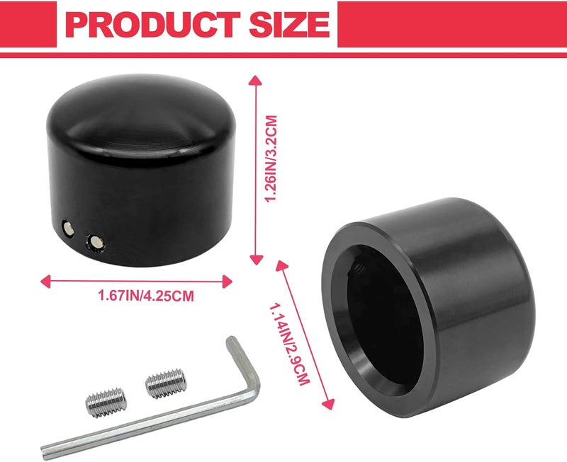 NOTISH Black Chrome Front Axle Nut Aluminum Cover Cap - Compatible with Harley Softail Dyna Touring Road King Electra Street Glide Iron 883 XL 2002-2023 - Image 2